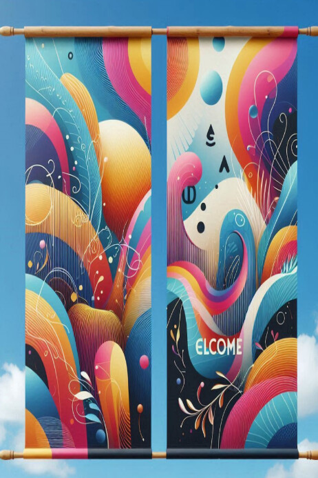 Blue Multiple Coloured Banner 4' × 6' template