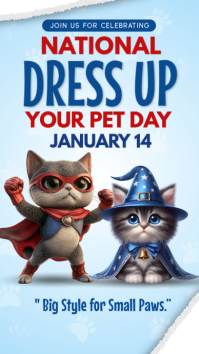 Blue National Dress Up Your Pet Day Instagram Story template