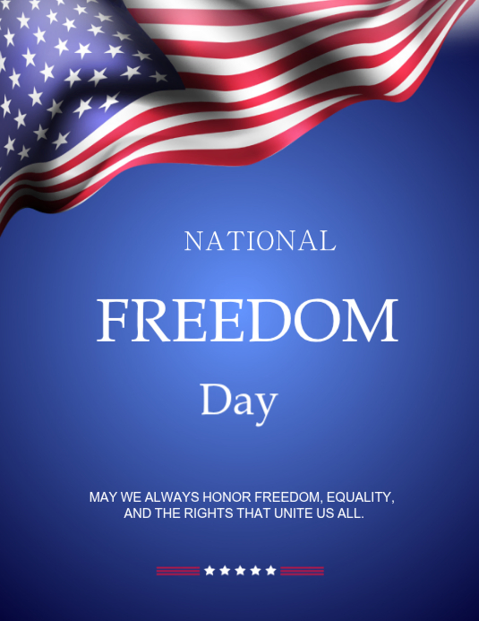 Blue National Freedom Day Flyer Template | PosterMyWall