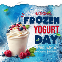 Blue National Frozen Yogurt Day Instagram Post template