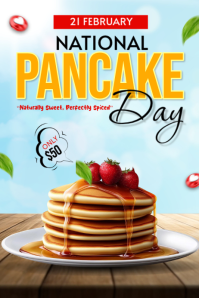 สีน้ำเงิน National Pancake Day Banner 4' × 6' Template