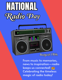Blue National Radio Day Celebration  Flyer (us Letter) template