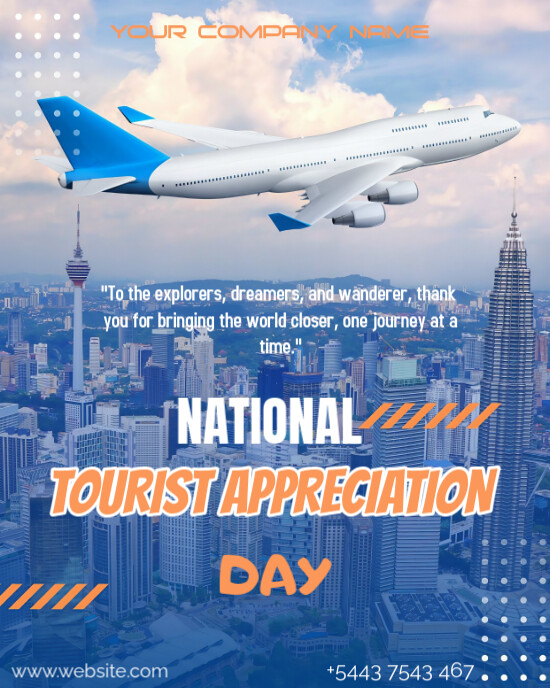 Blue National Tourist Appreciation Day Post  Instagram Portrait template