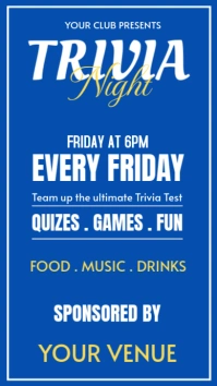 Blue National Trivia Day Digital Display (9:16) template