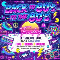 Blue Neon 80s Party Instagram Post template