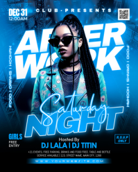 Blue Neon After Work Party Instagram Portrait template