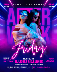 Blue Neon After Work Party Instagram Portrait template