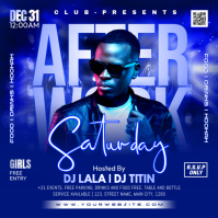 Blue Neon After Work Party Instagram Post template