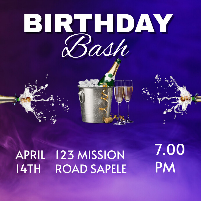 Copy of Blue Neon Birthday Bash Design Template Insta | PosterMyWall