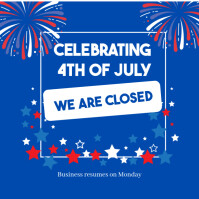 Blue Neon Celebration Of Fourth July  Instagram Post template