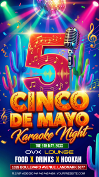 Blue Neon Cinco de Mayo Karaoke Night Instagram Story template