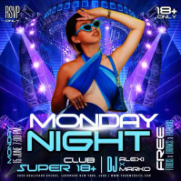 Blue Neon Club DJ Night Square Video Квадрат (1 : 1) template