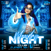 Blue Neon Club Night Event Instagram Post template