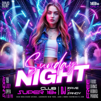 Blue Neon Club Night Event Instagram Post Video Instagram-Beitrag template