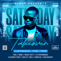 Blue Neon Club Night Event Instagram Post Video template