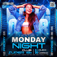 Blue Neon Club Night Event Square Video Persegi (1:1) template