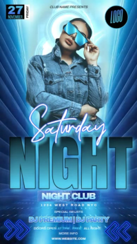 blue neon club party event design template Instagram Story