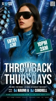 blue neon club weekend party event design template Instagram 快拍