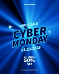 Blue Neon Cyber Monday Sale Instagram Portrait template