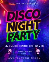 Blue Neon Disco Night Party Instagram Portrait template