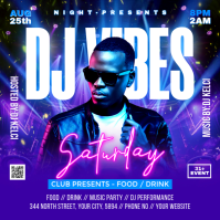 Blue Neon DJ Event Instagram Post Iphosti le-Instagram template
