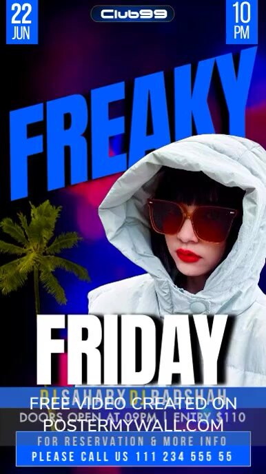 Copy of Blue Neon Freaky Friday Night Party Instagram | PosterMyWall