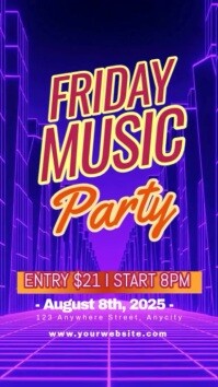Blue Neon Friday Music Party Instagram Story template