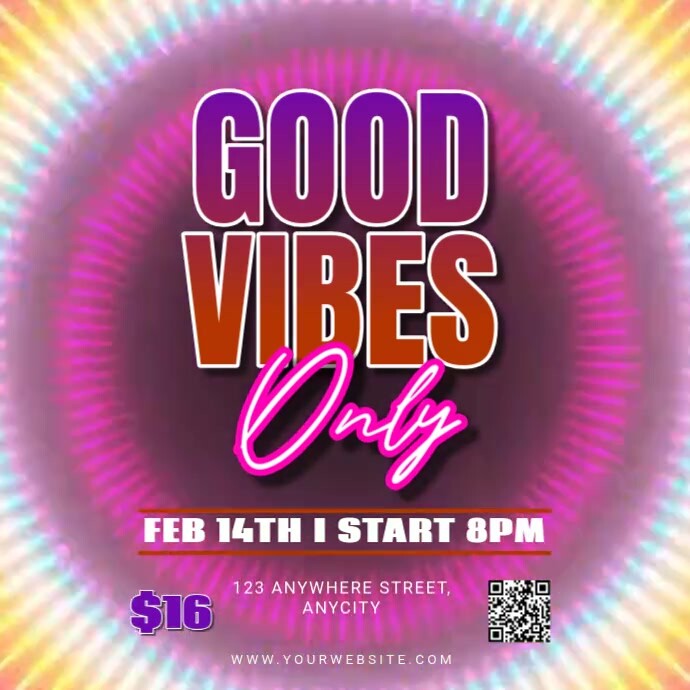 Blue Neon Good Vibes Only Pos Instagram Template | PosterMyWall