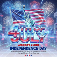 Blue Neon Independence Day Celebration Instagram Post Video template