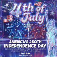 Blue Neon Independence Day Celebration Instagram Post Video Instagram-opslag template