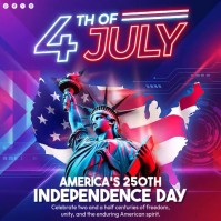 Blue Neon Independence Day Celebration Square Video 方形(1:1) template