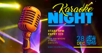 Blue Neon Karaoke Night Facebook Shared Image template