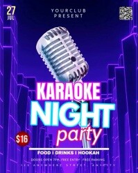 Blue Neon Karaoke Night Party Instagram Portrait template