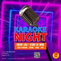 Blue Neon Karaoke Night Pos Instagram Instagram-bericht template