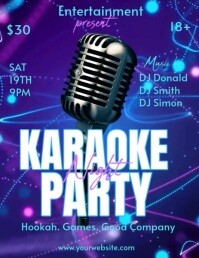Blue Neon Karaoke Party Flyer (us Letter) template