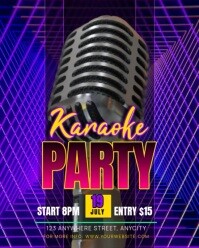 Blue Neon Karaoke Party Instagram Portrait template