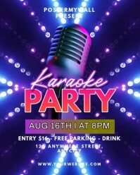 Blue Neon Karaoke Party Instagram Portrait template