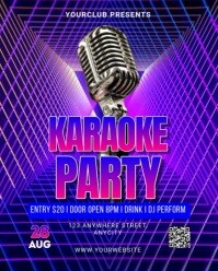 Blue Neon Karaoke Party Instagram Portrait template