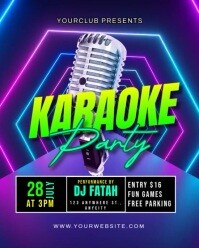 Blue Neon Karaoke Party Instagram Portrait template