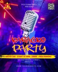 Blue Neon Karaoke Party Instagram Portrait template