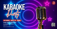 Blue Neon Karaoke Party Sampul Acara Facebook template