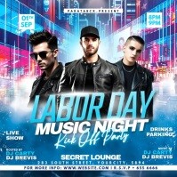 Blue Labor Day Music Night Kwadrat Template