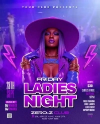 Blue Neon  Ladies Night Club Party  Instagram Portrait template