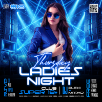 Blue Ladies Night Event Сообщение Instagram Template