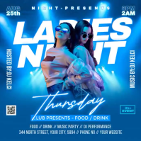 Blue Neon Ladies Night Event Instagram Post Video Instagram-Beitrag template