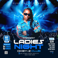 Blue Neon Ladies Night Event Square Video Vierkant (1:1) template