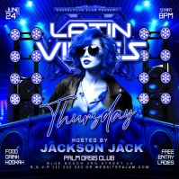 Blue Neon Latin Vibes Event Instagram Post template