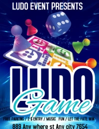 Blue Neon Ludo Game Poster Flyer (us Letter) template