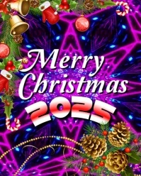 Blue Neon Merry  Instagram Portrait template