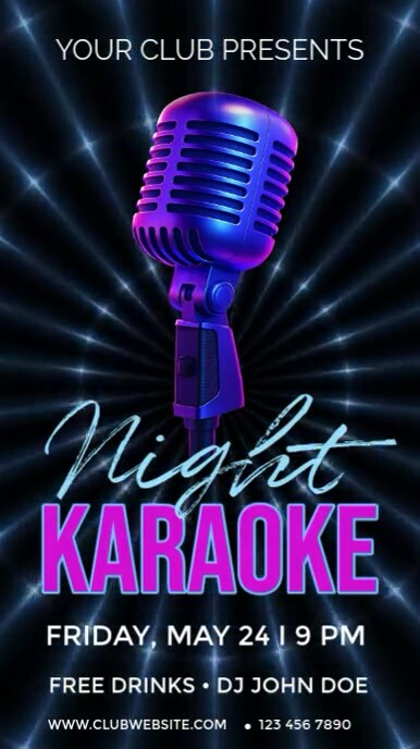 Blue Neon Mic Vibes – Karaoke Night Promo Instagram Reel template